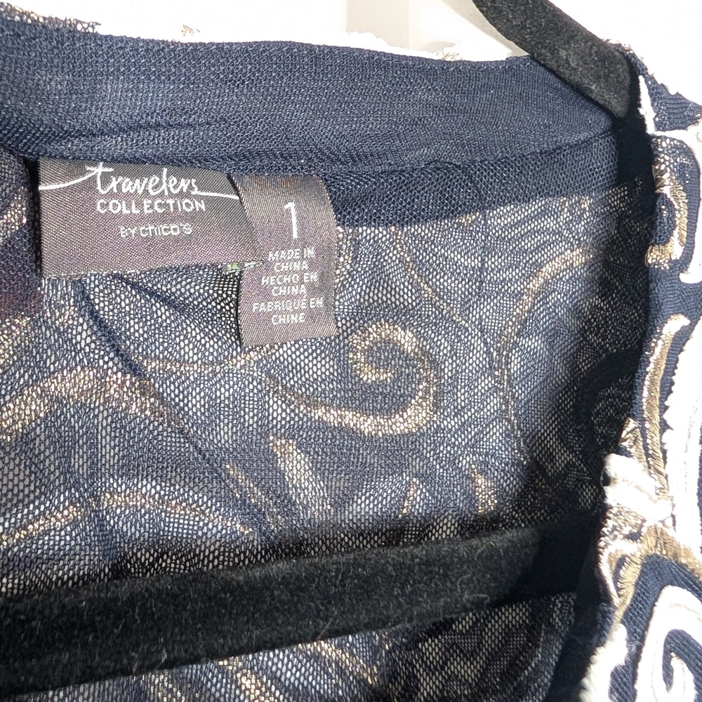 Chico's Travelers Collection Scrolled Bomber Jacket Size 1 - Picture 6 of 7